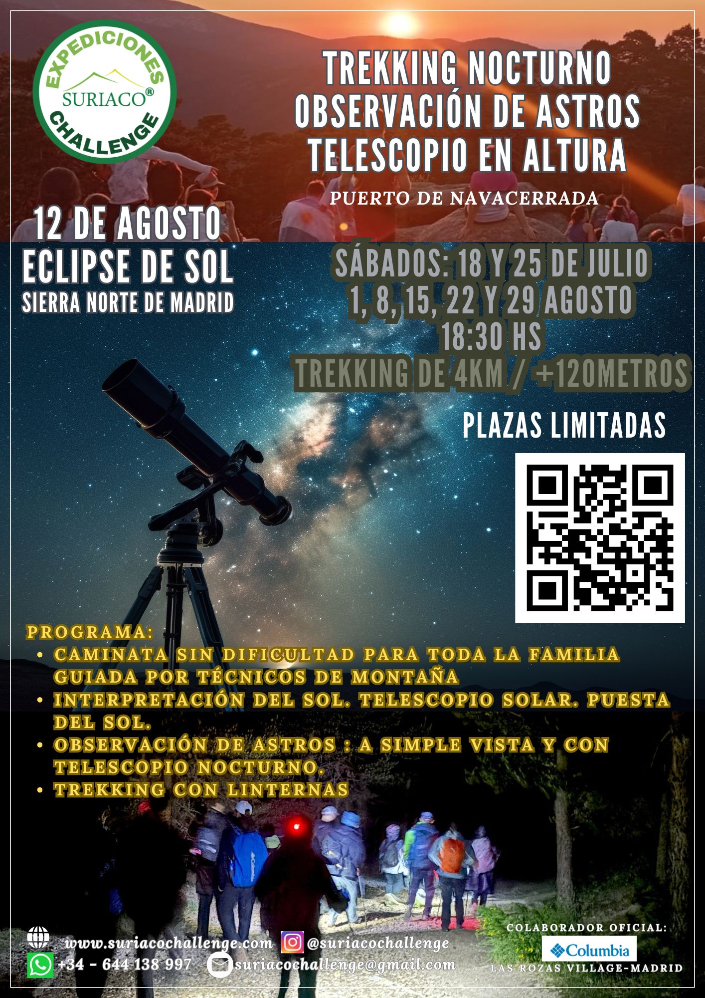ASTRONOMÍA EN MONTAÑA EN NAVACERRADA SÁBADOS VERANO 2026